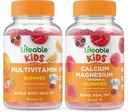 Életképes Multivitamin Kids + Kalcium Magnézium Kids, Gummees Bundle - Nagy ízű, vitamin kiegészítés, Gluten Free, GMO Free, rágható gumi