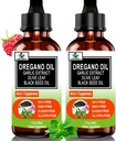 (2 Pack) Oregano szerves olaj fekete magolajjal Immunrendszeri, Emésztési támogatás és antioxidáns, w / fokhagymás bodza szezonális támogatás 6X Felszívódás Folyékony oregánó cseppek