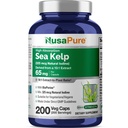 NusaPure Sea Kelp Természetes jód 325mcg 10: 1 kivonat, 65 mg egyenértékű 650 mg Kapszula 200 Count (Non-GMO, Vegan)