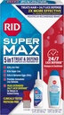 RID Super Max Tetű Kezelési Kit, Kils Tetű & Super Tetű & Tojás + 24 / 7 Tetűvédelem, Pesticide Free, 3.4 FL OZ Solution + 6.8 FL OZ Daily Defense Shampoo & Condictioner + Nit Removal Comb
