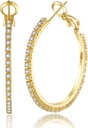 PABEU 2mm 925 Sterling Ezüst Fülek Nagy Sterling Ezüst Karika Fülek Nők Nagy Rhinestone Hoop Fülbevalók Thin Hypoallergén Cubic Zirconia Fülbevalók Nők 30 / 40 / 50 / 60 / 70mm