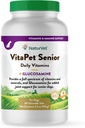 NaturVet -VitaPet Senior Daily Vitamins for Senior Dogs - Plus Glucosamine - Full Spectrum of Vitamins & Minerals - Enhaned with Glucosamin for Addited Joint Support - 60 Time Release Tablets