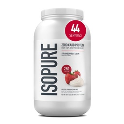 Izopure Zero Carb 100% tiszta savó izolátum fehérje por, laktózmentes, glutén mentes, Vitaminokkal, Eper & Cream, 25 g fehérje Per Serving, 3 Lb, 44 szerva (csomagolás május Vary)