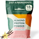gutious Almond Protein Powder (Vanilla) - 18 Gramm reines gesündestes Vegan Protein für Damen und Herren - Perfekt Glutenfrei, Sojafrei und glatt Gut Freundliches Protein Pulver für Sporternährung