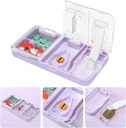 Toplive Portable 3- in1 Pill Cutter and Pill Grinder and Pill Holder, Accurate Easy Cutting, Medication Crusher for Small Big Pills, Vitamin Tablets Splitter for Idős Kölykök Háziállatok, Lila