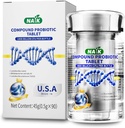 NAIK probiotikumok 1800 milliárd CFU - 10 Strains + Organic Prebiotics - Immun, Digestive & Gut Health - Támogatja alkalmi székrekedés, Hasmenés, Gas & Bloating - nőknek és férfiaknak - 45ct