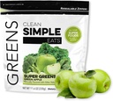 Clean Simple Eats Super Greens Powder, Natural Flavored Greens Powder with Chlorella, Spirulina, Superfoods & Prebiotic Fiber, No Manual Ingredients, Gluten Free, Green Apple Flavor, 30 Servings