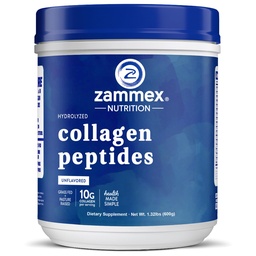 Zammex Premium Collagen Peptides Powder Unflavored, Hydrolized Proteins Types I & III, Supports Hair, Skin, Nails, Joints, Grass Fed, Non-GMO, Gluten- Free, Paleo & Keto Friendly, 60 Servings