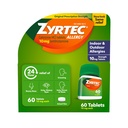 Zyrtec 24 óra allergia enyhítő tabletta, beltéri és kültéri allergia orvoslás 10 mg Cetirizine HCl per antihisztamin tabletta, Relief allergia, 60 szám.