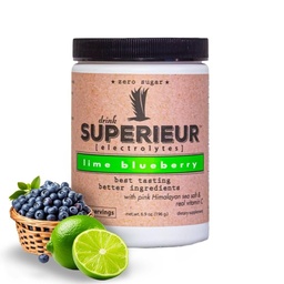 Superieur Electrolytes- Plant Based Electrolyte Supplement w / Sea Minerals for Hydration & Recovery- Keto Friendly, Non-GMO, Zero Sugar, Vegan, Healthy Sports Drink Powder- Lime Blueberry (70 szerváció)