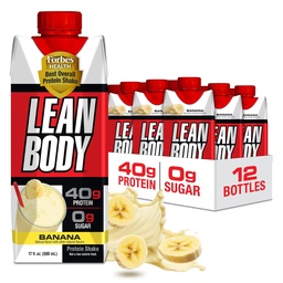 Labrada Lean Body Ready- to- Drink Banana Protein Shake, 40g Protein, Whey Blend, 0 Sugar, Gluten Free, 22 Vitaminok & Ásványok, 17 Ounce (Recyclable Carton & Lid - 12-es csomag) LABRADA