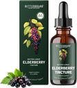 Betterbrand BetterLungs Elderberry Tincture Diétás Kiegészítés - Minden természetes cukrmentes, nem GMO vegetáriánus téli immuntámogatásra (30 nap)