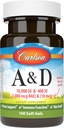 Carlson - A & D, 10000 NE (3000 µg RAE) A-vitamin, 400 NE (10 µg) D3-vitamin, Vision Support, Skin Health, 100 Soft Gel