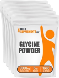 BulkSupplements.com Glicin Powder - Glicin kiegészítők, Aminosav kiegészítés - Flavored & Gluten Free, 3g per Serving, 1kg (5-ös csomag) (11 db)