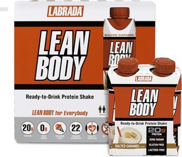 LABRADA NUTRION - Lean Body RTD Whey Protein Shake, Kényelmes on- The- The- Eal helyettesítési shake for men & Women, 20 gramm fehérje - Zéró cukor, Laktóz & Gluten Free, Sós karamell (16. csomag)