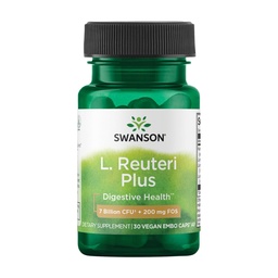 Swanson L. Reuteri probiotic Plus w / L. Rhamnosus L. Acidophilus & FOS Prebiotic Digestic Support - Promotes Gut Health w / 7 Million CFU per Kapszula - (30 Veggie Capsules)