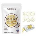 300 Pcs 2 1 D3 10000 iu plusz K2 (MK- 7) 200 µg, Kókuszolaj Softtellekkel Vitaminokkal D & K, Supports Bone, Heart & Immune Health - Easy to Swallow & Non- GMO