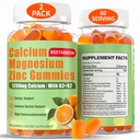 Kalcium Magnézium Cink Gummies felnőttek számára: 1200mg Kalcium Citrát 400mg Magnézium Glicerin D3 B12 - Sugar Free High Abszorpciós Kiegészítés nők számára (60 Count (2-es csomag))