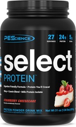 Pescience Select fehérje por, Whey és Casein Blend, tiszta fehérje por a nők és férfiak, alacsony kalóriatartalmú, alacsony szénhidrát, Keto Friendly, Gluten Free, Strawberry Cheesecake, 27 szerváció