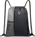 BeeGreem Grey Sport táska vonós hátizsák Húros táska a férfi nők edzőterem hátizsák a víz palack Mesh zsebek és két cipzár zsebek 16 "x 20"