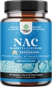 NAC kiegészítés N-acetil-cisztein vanillával - detox N-acetil-cisztein kiegészítés tüdőegészséggel és légzőszervi funkcióval, máj és vese Detox & Cleanse - Amino NAC kapszula felnőtteknek - 90 Ct
