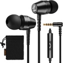 LUDOS OMNITONE Wired fülhallgató in -fül fülhallgató, 5 év garancia, fülhallgató mikrofonnal, 3,5 mm Jack Corded fül Buds, videó konferencia iPhone, Samsung, számítógép, laptop, gyerekek, iskolai hallgatók