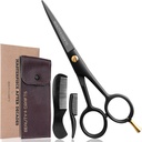 Beauty & Crafts- 5 "Német Beard Mustache Scolor - 2 Mustache Comb for Facial Hair with Beautiful Pouch - Beard Triming Scolar Use for Grooming, Cutting, and Styling of Mustache (Black)