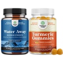Bundle of Water Away Fluid Tartózkodás Gyermekláncfű Levélkivonat & Zöld tea puffadás megkönnyebbülés és kurkuma gumik felnőttek Peach Flavor - kurkuma fekete bors kivonat és Gyömbér