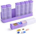 Heti Pill Organizer 3X egy nap, eltávolítható Pill Box 7 nap, nagy 3 Times Napi Pill Case, Travel Pill Container Holder, Week Medication Dispenser Pillbox vitaminpótló gyógyszer, lila