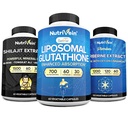 Nutrivene Premium Shilajit kapszula, Liposomal Glutatione kiegészítés, & Berberine Supplement Bundle: Berberine, Glutatione, & Shilajit kapszula férfiaknak és nőknek - Metabolizmus, vitalitás, & egyensúly
