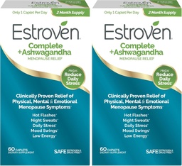 Estroven Complete + Ashwagandha Multi- Szinkron Menopauza kiegészítés nők számára - Klinikailag bizonyított összetevők biztosítják Menopauza és éjszakai izzadás + Hot Flash Relief * - 4 hónap ellátás (2-es csomag)