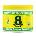 8Greens Super Greens Promoted 124; Prebiotic & probiotic Blend Superfoods for Gut Health, Metabolizmus, Dablating, with Fiber, Digestive Enzimes, Organic: Spirulina, Chlorella, Lemon Lime, 25 Servings