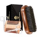 Sosoon Boar Bristle Beard Grooming Set for men - Téglalap Brush, Comb, 2 Mustache Scolter, Travel Bag