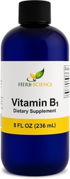 Folyékony B1-vitamin cseppek - Napi tiamin kiegészítés, hogy támogassa emésztést, idegrendszer, szívegészség, stressz enyhítése, természetes energia booster - 500% DV, 288 Servings per palack - 8 fl. oz