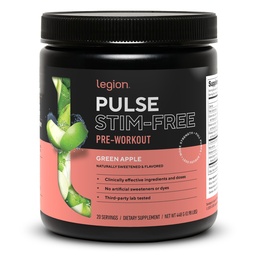 LEGION Impulzus előedzés kiegészítés - All Natural Nitric Oxide Pretosuring Drink to Boost Energy, Creatine Free, Naturally Sweared, Beta Alanine, Citrulline, Alpha GPC (koffein Free Green Apple)