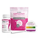 NutraBlast Boric Acid Vaginal Suppostaries 600mg (30 Count) w / Dispostable Vaginal Supposary Applicators (15- Pack) and Feminine pH Test Strips 3.0- 5.5 (100 Test Roll)