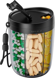 PULIV Nagy Pill Palack Organizer, Supplement Organizer for Holding 6 Various Vitamins, Pill Box Case with Anti- mixing & Wide Opening Design, Easy to Retrieve Meds, Tartalmazza 20 db Stick- on Labels