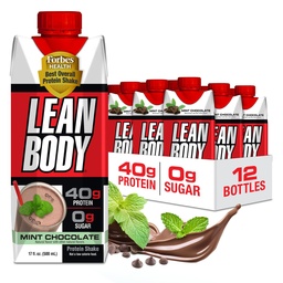 Labrada Lean Body Ready- to- Drink menta csokoládé fehérje shake, 40 g fehérje, Whey Blend, 0 cukor, glutén mentes, 22 Vitaminok & Ásványok, (újrahasznosítható karton & Lid - 12-es csomag) LABRADA