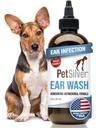 PetSilver kutya fül tisztító megoldás - gyengéd fül mosás kutyák és macskák kelátos ezüst - Otic Rinse Formula Targets Buildup, Büdös szag, és Itchy vagy irritált területek - Made in USA - 8 fl oz