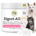 Wholistic Pet Organics Probiotics kutyáknak Digestive Enzimes & Prebiotic Fiber - 2 Oz - Daily Cat & Dog Probiotics for Digestive Health, Anti Hasmenés & Gut Support - Natural Powder Supplement