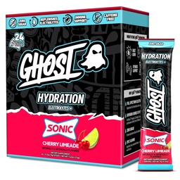 GHOST hidratációs csomagok, Sonic Cherry limeade, 24 Sticks, Electrolyte Powder - Drink Mix Supplement Magnézium, Kálium, Kalcium, C-vitamin - Vegan Friendly, mentes Soy, Sugar & Gluten