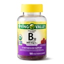 Tavaszi völgy felnőtt gumi B12-vitamin, Anyagcsere támogatás, Természeti Gyümölcs Flavor, 100 gumi
