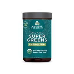 Ősi Táplálkozás Organic SuperGreens Energizer por probiotikumokkal és B12, Készült Real Gyümölcsök, Zöldségek és Gyógynövények, Digestive, Detoxification and Energy Support, 25 Servings