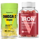 Vegan Iron Gumies + Vegan Algae Omega3 DHA - A legjobb vitamin kiegészítés a nők és férfiak, Non-GMO, gluténmentes