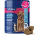 Fish Oil Chews für Hunde & Katzen, Omega 3 Fischöl für Hunde - Reich an Omega 3, 6, und 9 mit Flaxseed Oil, EPA & DHA - 180 Soft Chews, Duck & Pear Flavor - Anti-Inflammation, Skin & Coat Health
