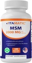 Vitamatic MSM 2000 mg C-vitamin 75 mg / Serving - 180 Veg kapszula - C-vitamin támogatás az MSM jobb abszopritonjában (metil-szulfonilmetán) - Non-GMO & Gluten Free