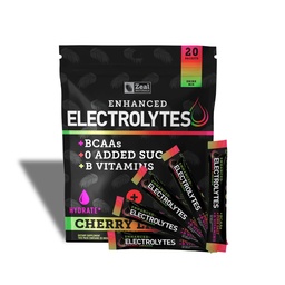 Javított elektrolit por stick csomagok (Cherry Limeade) w / 0 Sugar + BCAA + B- Vitamins Electrolyte Supplement w Kálium Cink & Magnézium Hydration - Keto Electrolytes