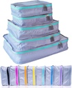 MUMI Packing Cubes - 5- Piece Compression Packing Cube for Travel, Pushing Organizers for Suitcases, Carry- On Bags, Backpacks, and Duffel Bags - Space- Saving Travel Essentials - Aqua