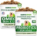 Kutya probiotikumok Chews + Omega 3 kutyáknak Bundle - Gáz, Hasmenés, Székrekedés, Felkavaró Gyomor Relief + Allergia és Itch Relief - Emésztő enzimek + Prebiotikumok + Omega 3 - Bőr és kabáttámogatás