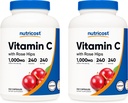Nutricost C-vitamin, Rose HIPS 1025 mg, 240 kapszula (2 üveg) - Premium Non-GMO, gluténmentes C-vitamin kiegészítés